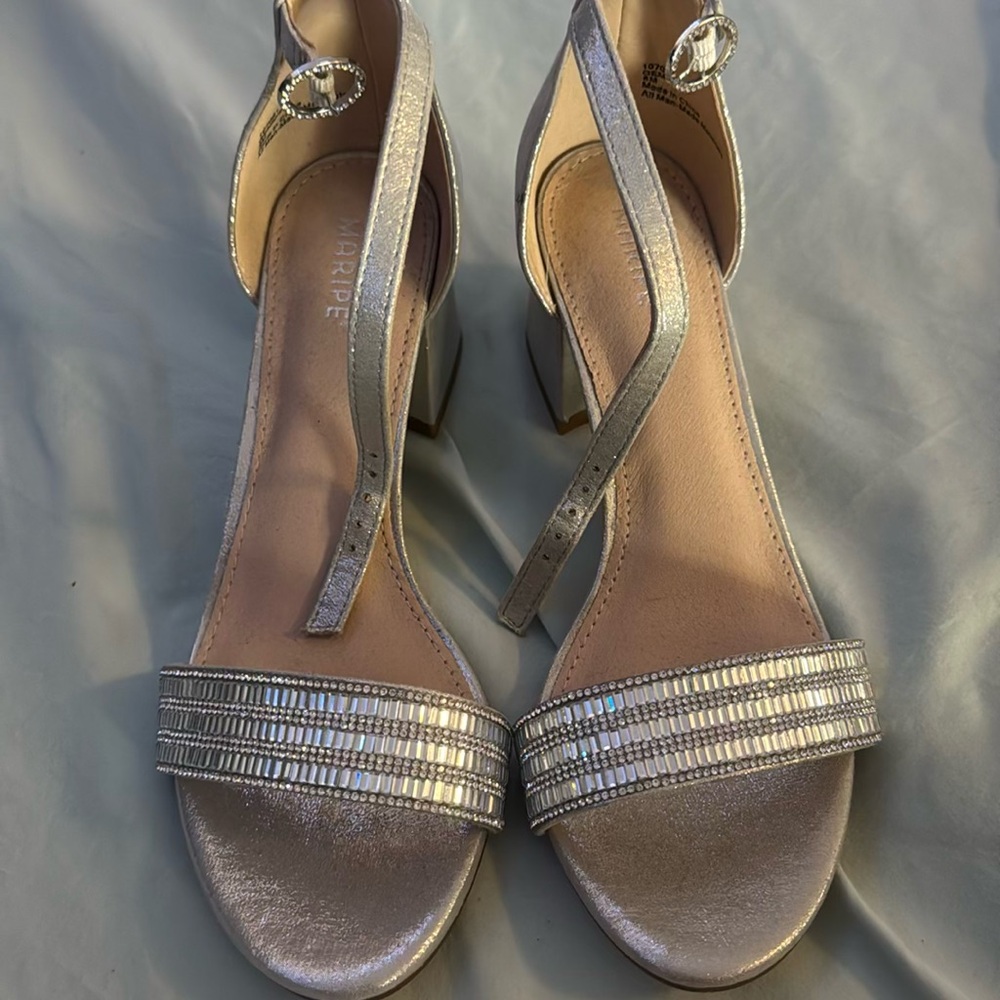 Maripe Silver Rhinestone Embellished Heels